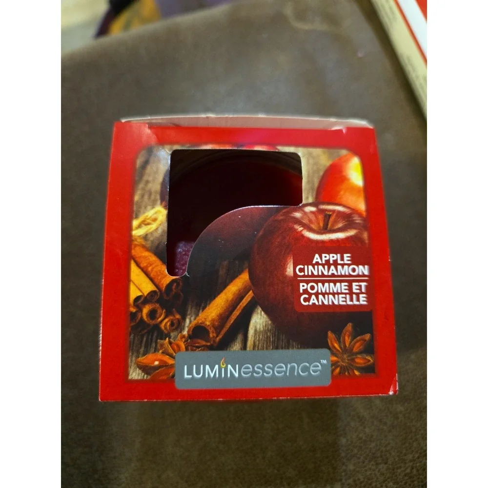 Luminessence Apple Cinnamon Scented Scalloped Jar Candle 3oz New Damaged See Pic
